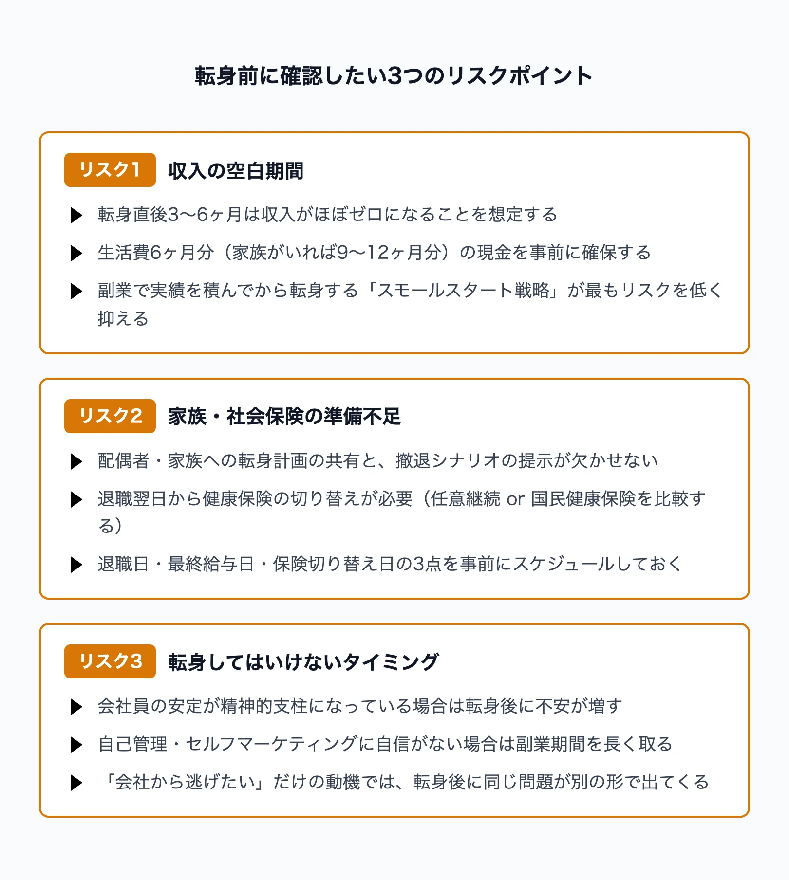 転身前に確認したい3つのリスクポイント