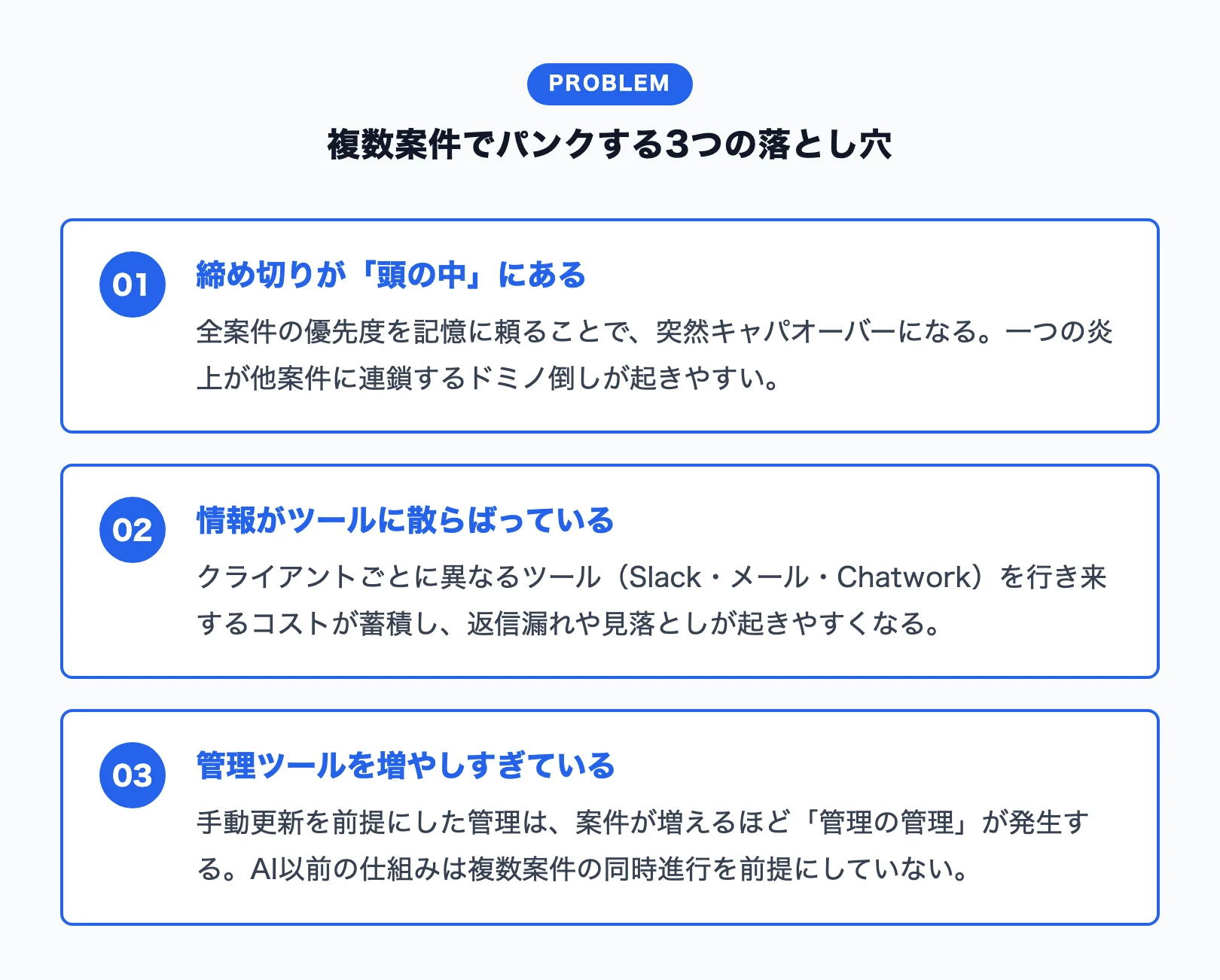 複数案件でパンクする3つの落とし穴